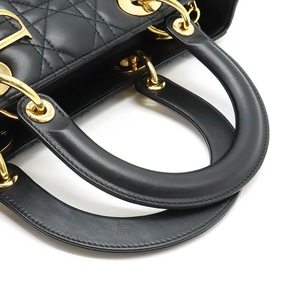 Christian Dior Lady Dior Cannage Shoulder Bag Tote Black Leather - Picture 7 of 10